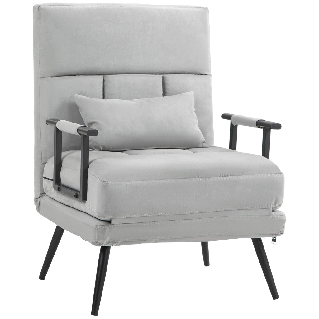 Poltrona letto imbottita ¨C zephmum ¨C grigio tessuto velluto 90x200 cm