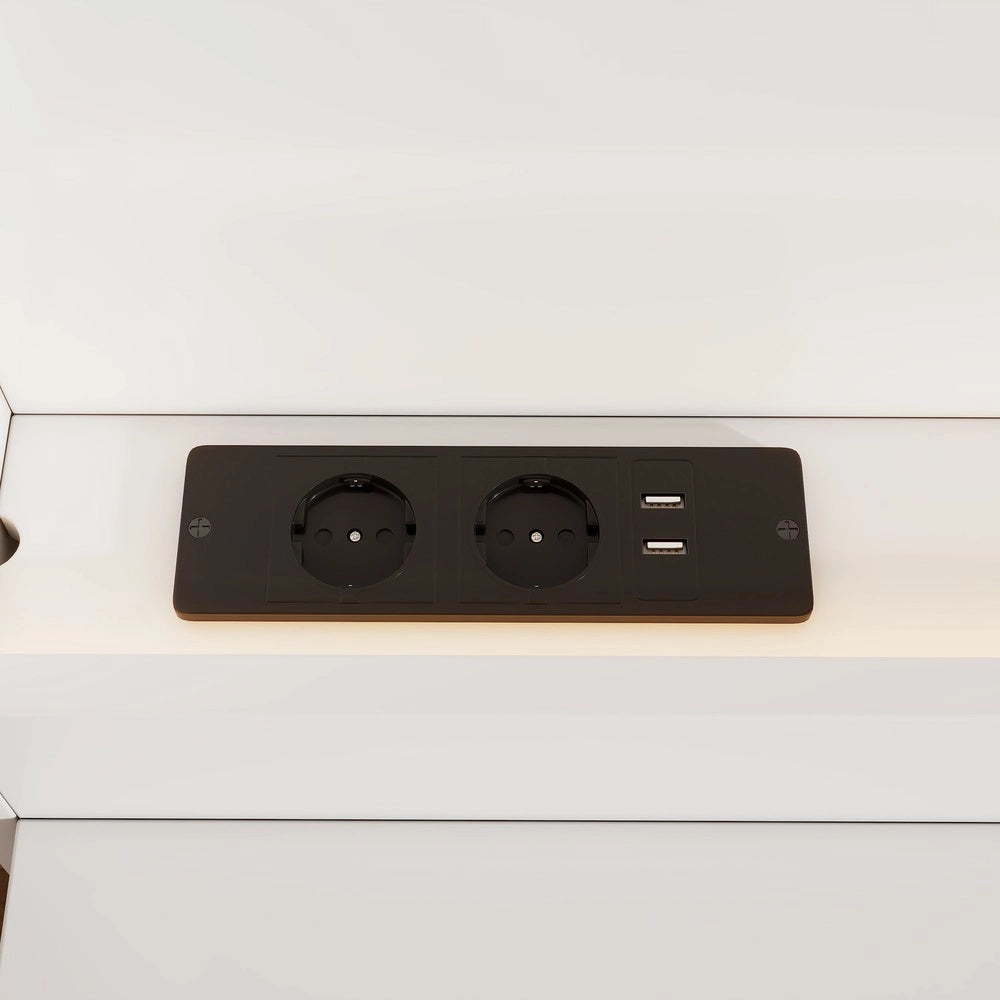 Letto Matrimoniale con LED, USB e Comodini ¨C MINIMAL ¨C Bianco 180x200