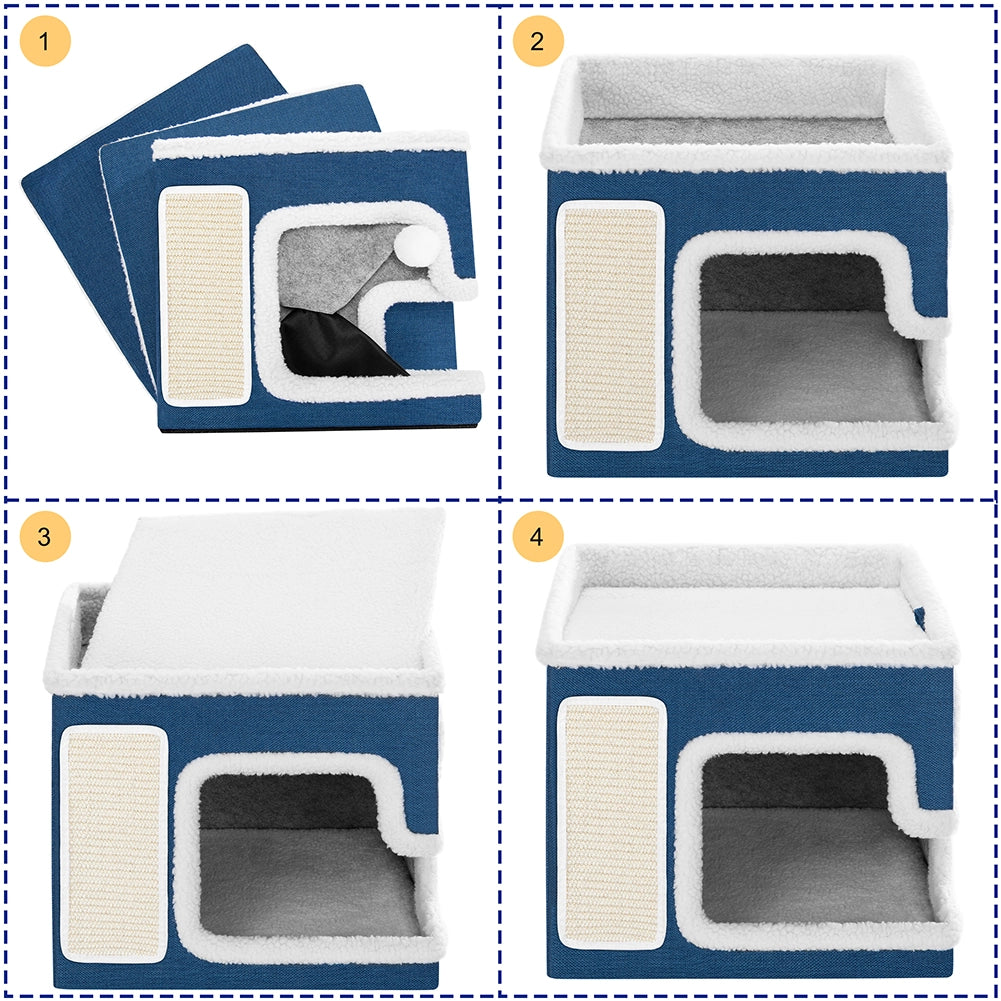 Cuccia per Gatti Tiragraffi Casetta Animale 42x42x33 cm Cuscino e Base Antiscivolo