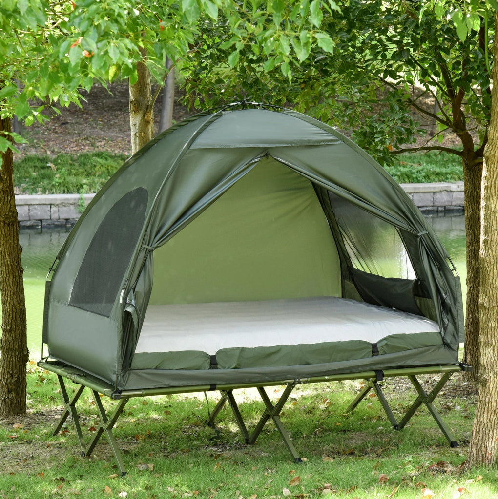 Set da campeggio rialzato per 2 persone con tenda, materasso e pompa