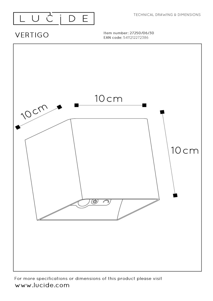 Applique esterna LED 6W con sensore Vertigo Lucide