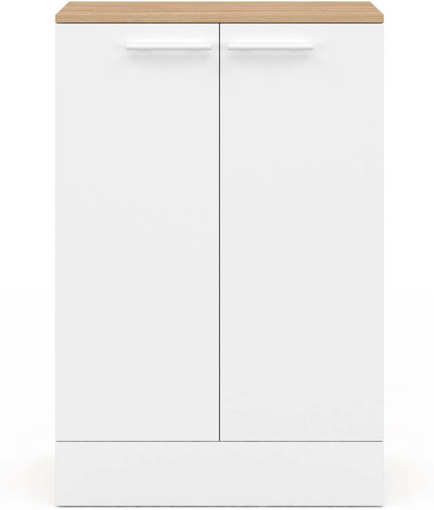 Cassettiera bassa da cucina ALTO H.90 cm con contenitori bianchi e in legno