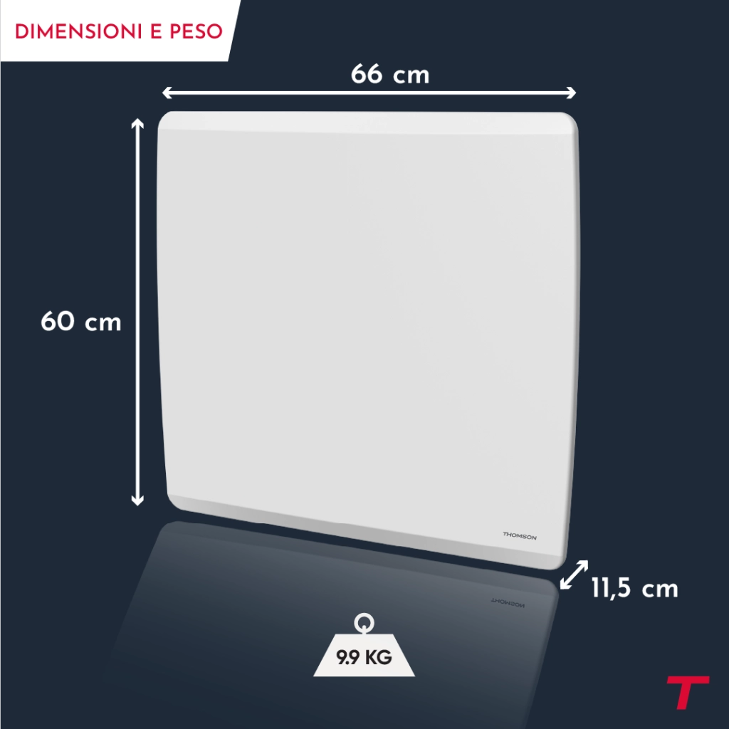 Radiatore elettrico Thomson WiFi con ceramica secca e inerzia a film, termostato intercambiabile, molibdeno da 1500 W