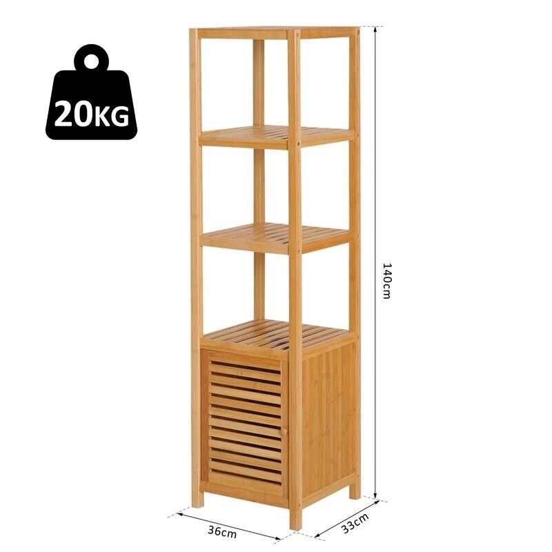 MOBILE A COLONNA PER BAGNO CON 4 RIPIANI E UN ARMADIETTO 36 X 33 X 140 CM
