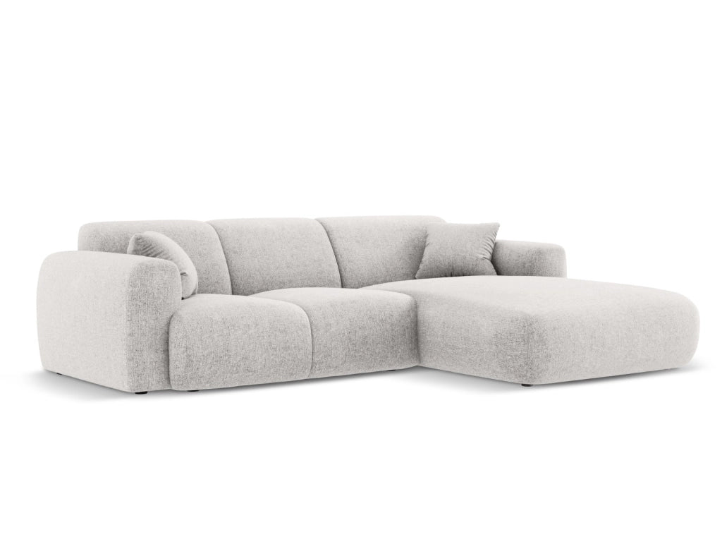 Cosmopolitan Design - Divano angolare destro "Nolio" 4 posti in ciniglia grigio chiaro 