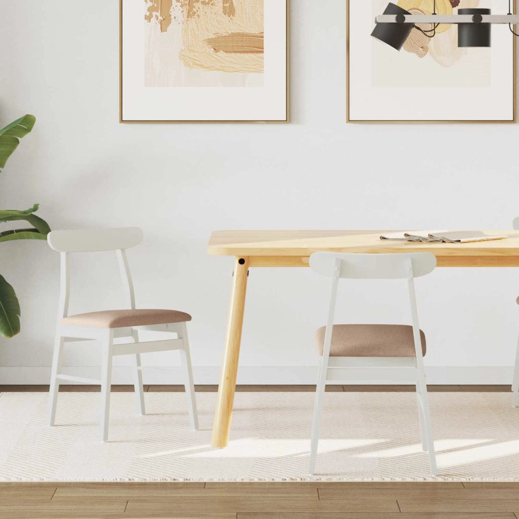 Sedia da pranzo 2 pcs Bianco e marrone Legno di gomma solido