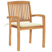 Sedie da Giardino 2 pz con Cuscini Crema Massello di Teak 3063254