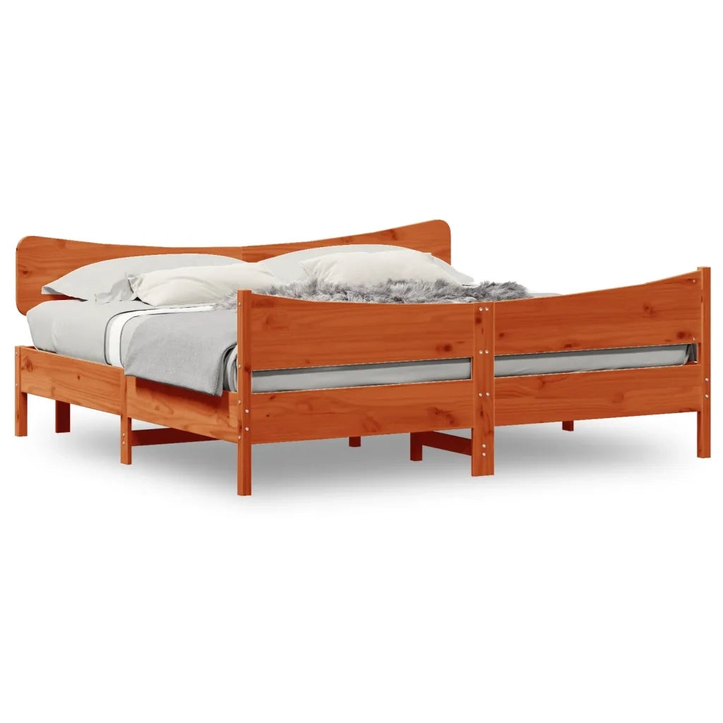 Giroletto senza Materasso Marrone Cera 200x200 cm Legno di Pino 3216371