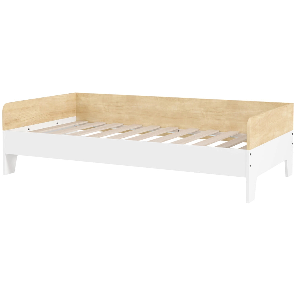 Letto Singolo con Panneaux Laterali Elevati ¨C Minimal ¨C Legno Massello Bianco 143.5x74x40