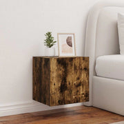 Mobili TV a Parete con Luci LED 2pz Rovere Fumo 40,5x35x40 cmcod mxl 110165