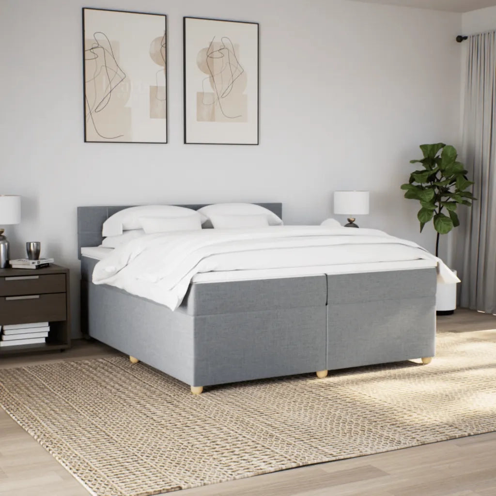 Giroletto a Molle con Materasso Grigio Chiaro 200x200cm Tessuto