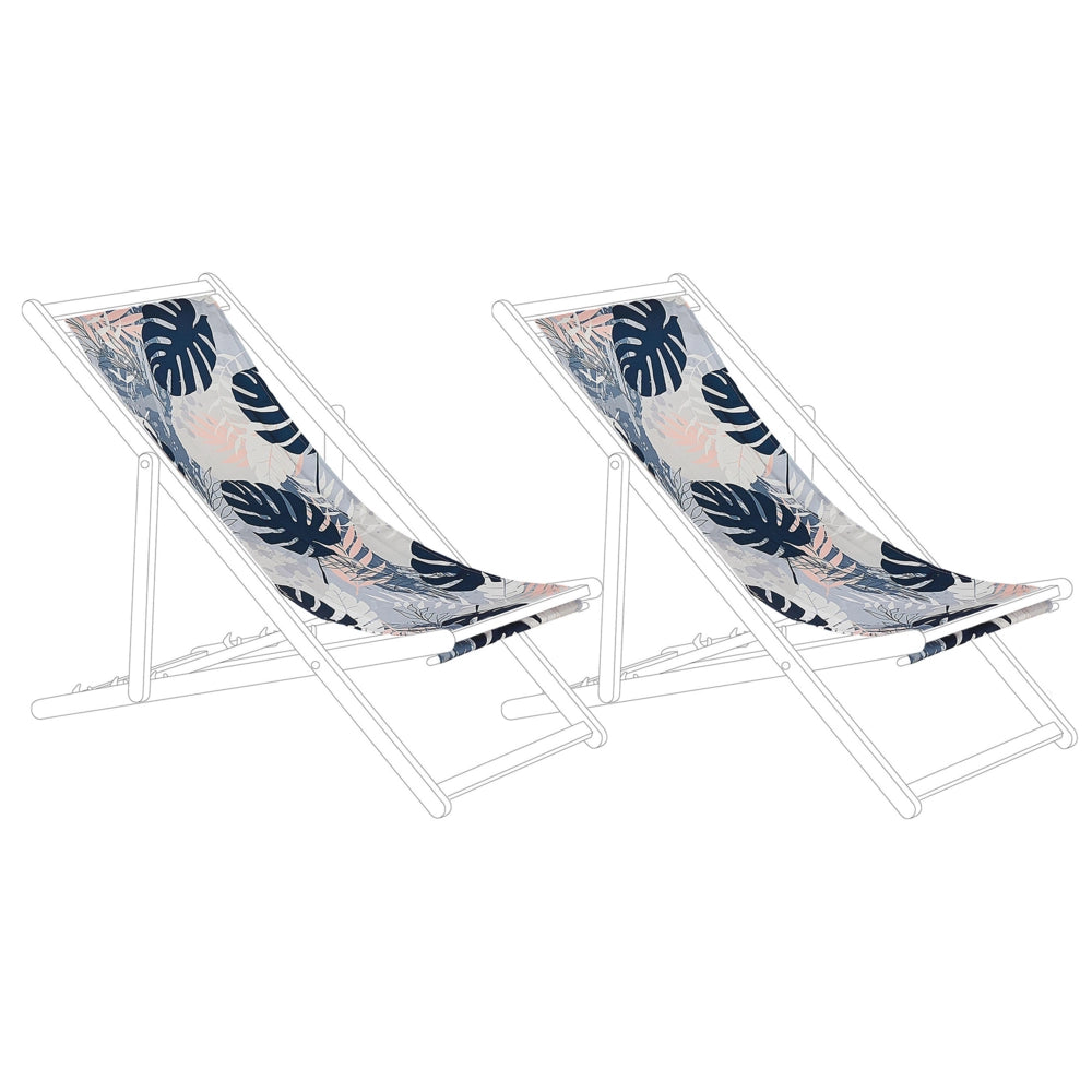 Set di 2 Teli Sostitutivi per sdraio fantasia foglie tropicali blu
