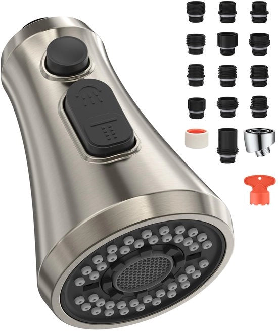 Kappa ABS maniglia cucina, sprogetto universale 3-funzione con 9 adattatori, nero matte, sprogetto estensibile (nickel lavorato)