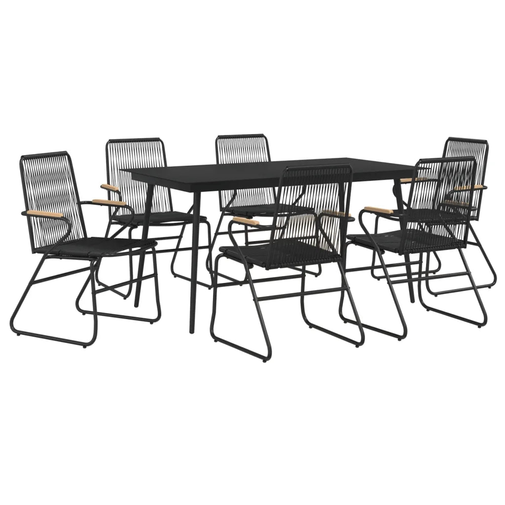 Set da Pranzo da Giardino 7 pz Nero in Rattan PVCcod mxl 120410