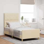 Struttura del letto con testiera Crema 90 x 190 cm Tessuto 3344772