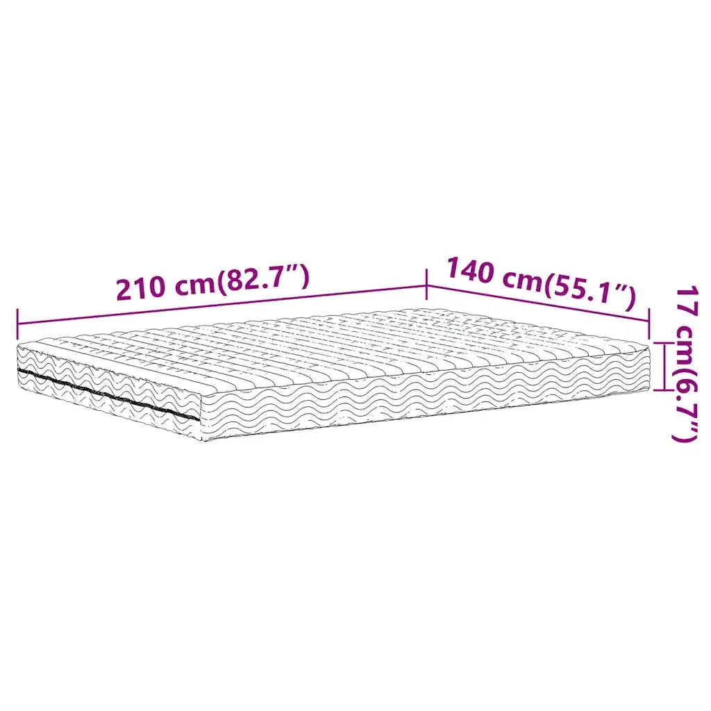 Materasso in Schiuma-Materasso per Letto Bianco 140x210 cm Durezza H2 H3