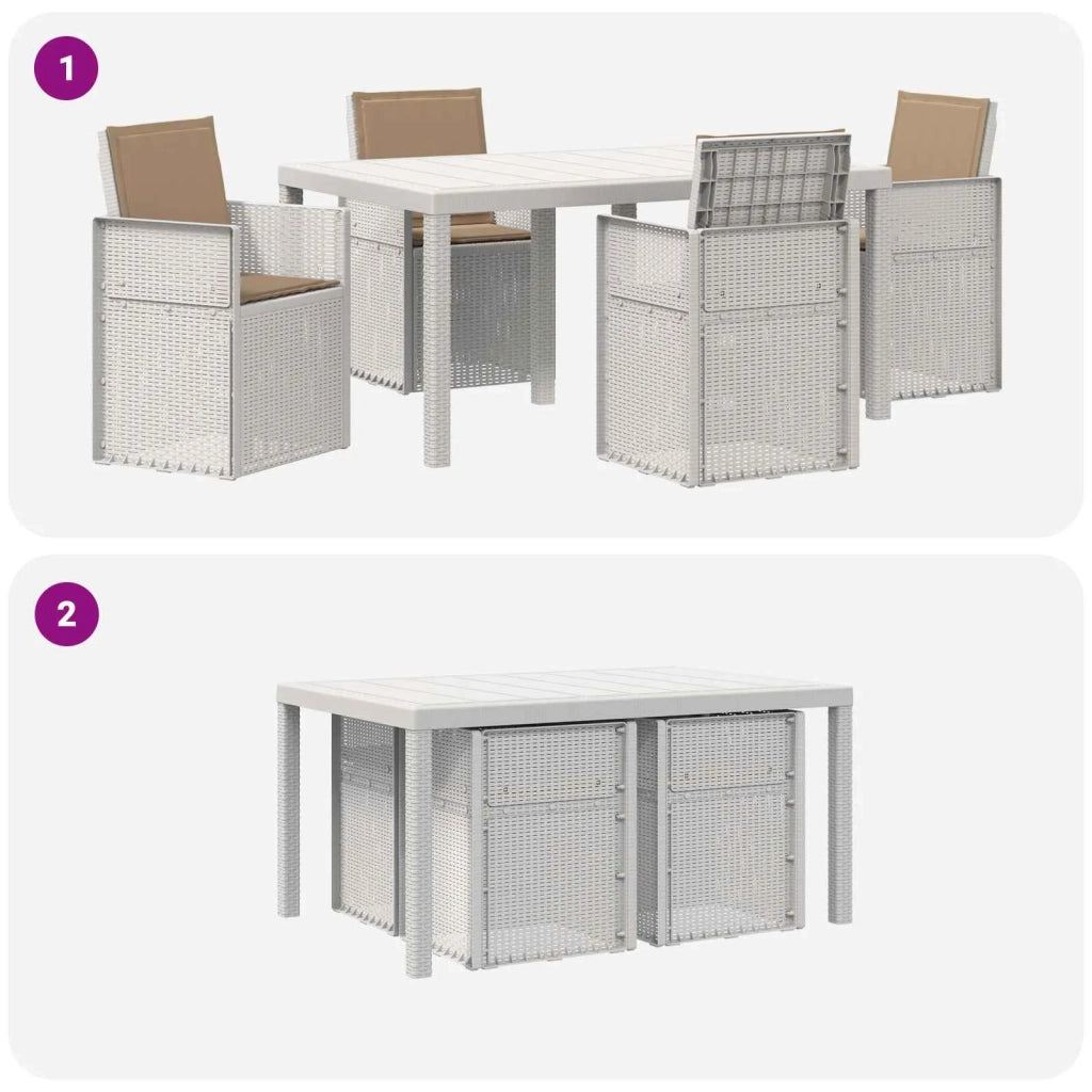 Set da Pranzo per Giardino 5 pcs Bianco e Tortora PP 3430065