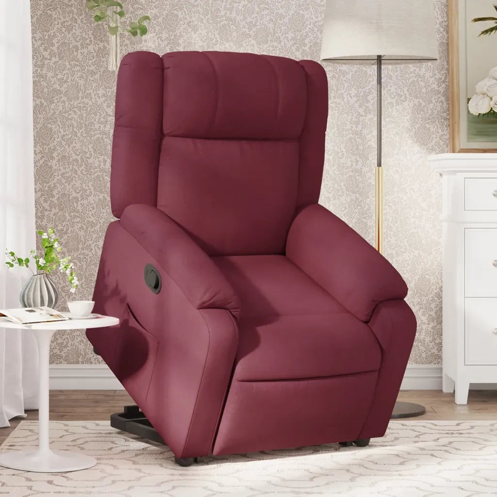 Poltrona | Sedia Relax Alzapersona Reclinabile Rosso Vino in Tessuto