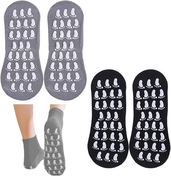 Slip Non Aderen per Yoga Pilates Fitness Ginnastica - Grigio Nero - Taglia X-Large - Pacchetto da 2