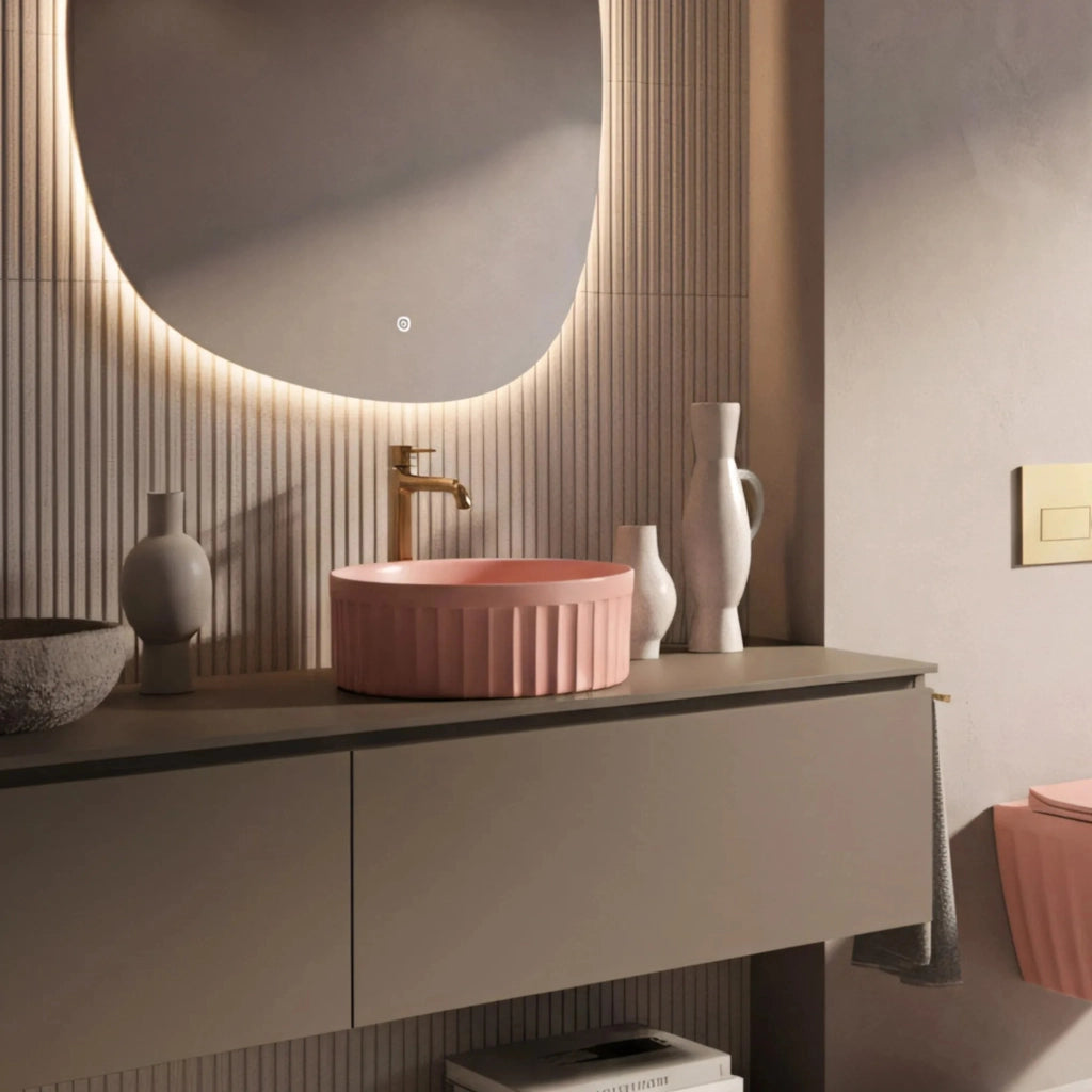Lavabo Da Appoggio Rea Duo Sweet Pink Matt