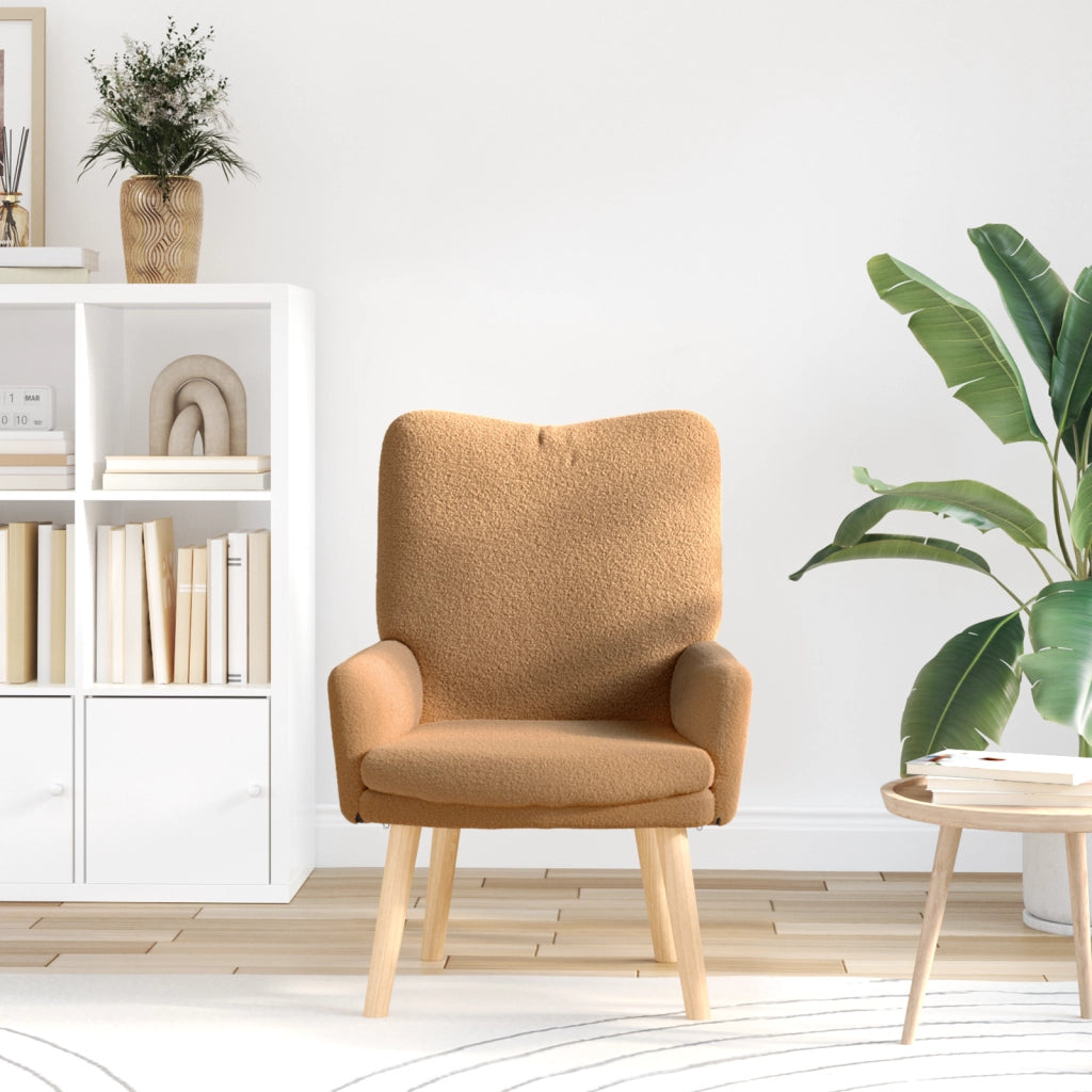 Poltrona Rilassante Beige in Tessuto Curly Simile Lana