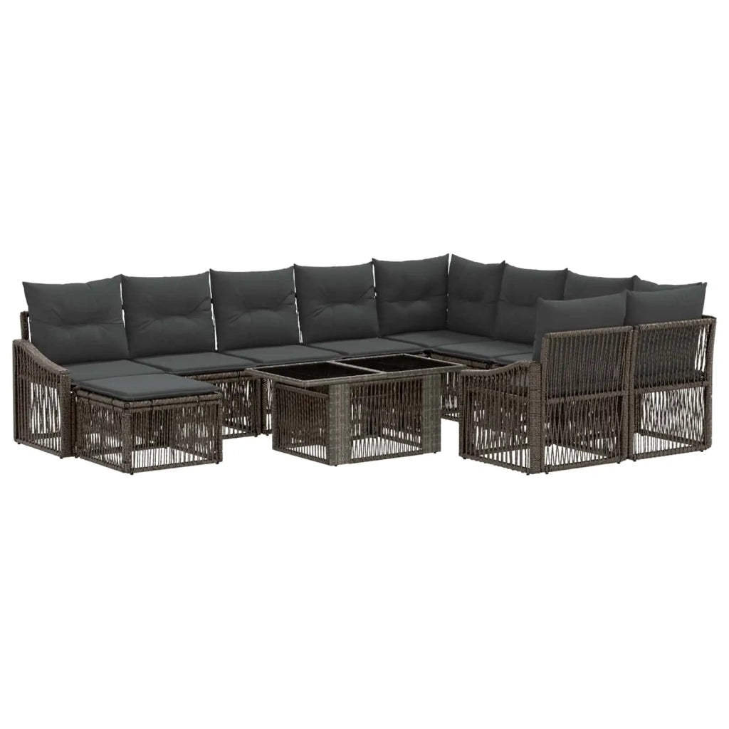 Set Divano da Giardino 11 pz Grigio e Grigio Scuro polyrattan 3437342