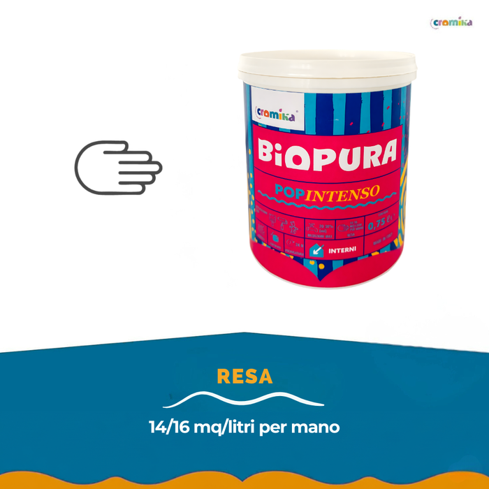 Pittura murale super lavabile coprente per interni popintenso *** formato 0,750 lt, colore- blu splash, confezione 1