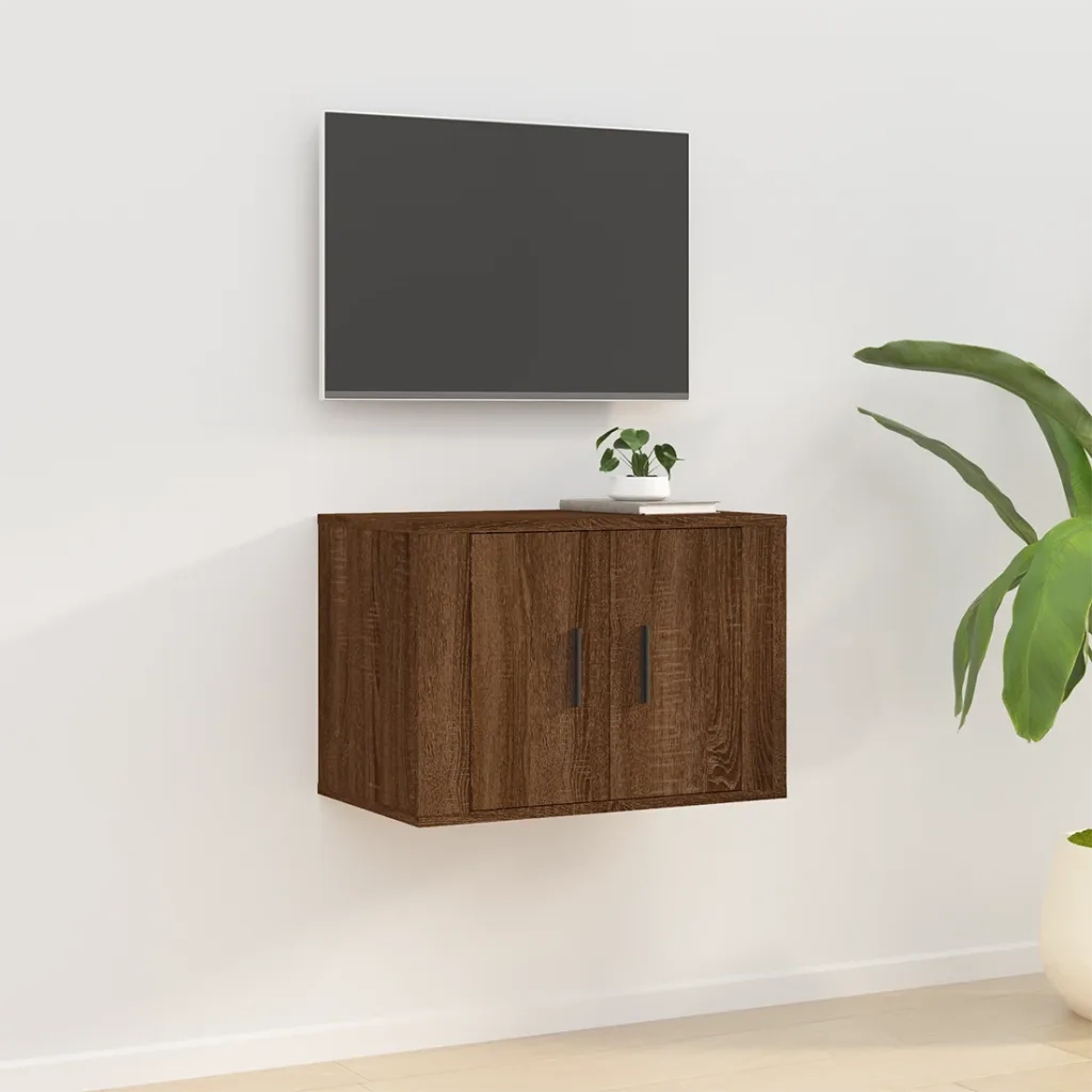 Mobile Porta TV a Parete Rovere Marrone 57x34,5x40 cm 816623