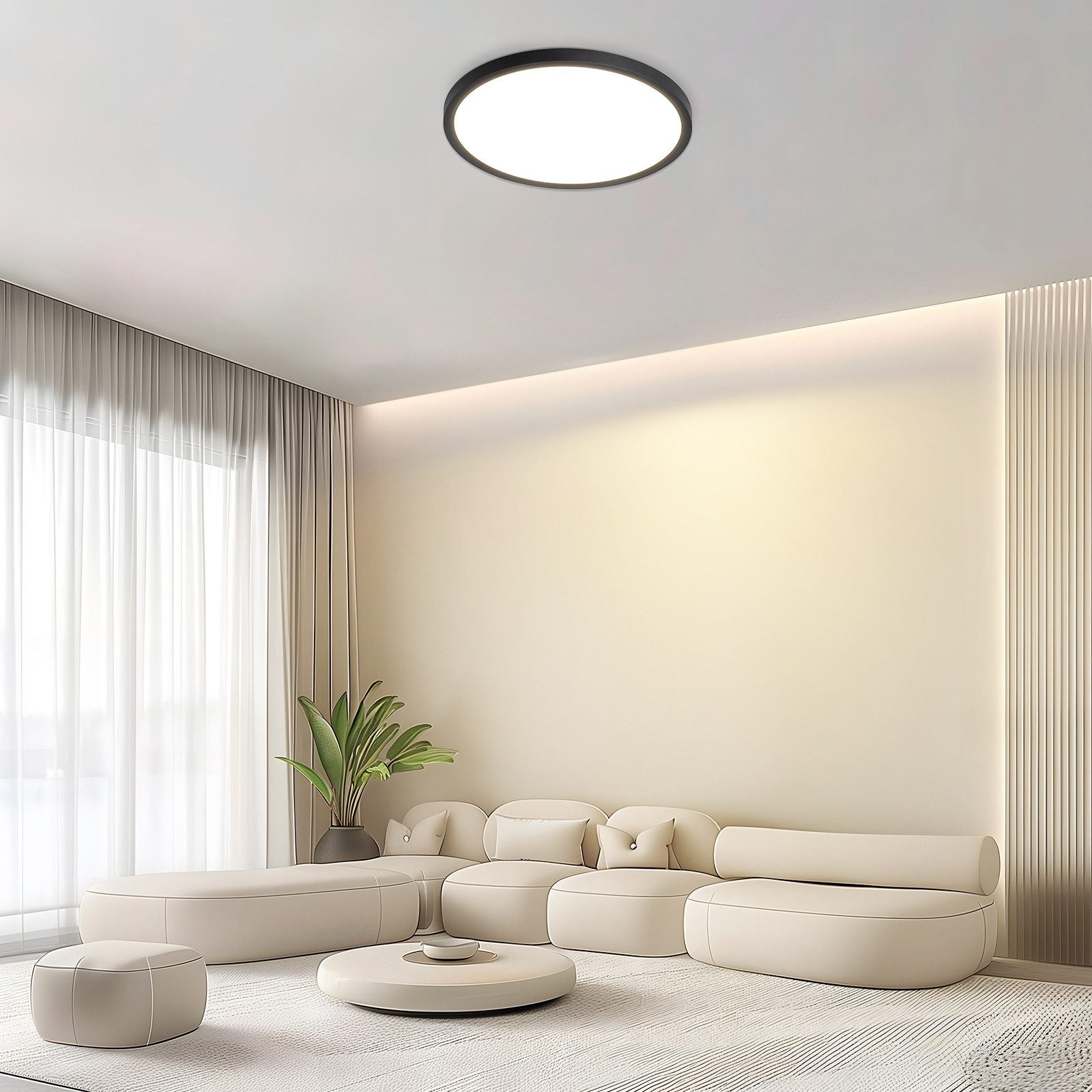 ZMH Lampada da soffitto plafoniera LED moderna rotonda nera 30cm per interni