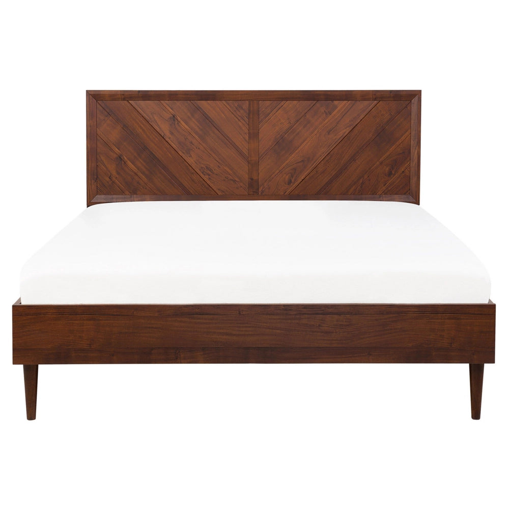 Letto 160 x 200 cm telaio a doghe in legno scuro stile vintage