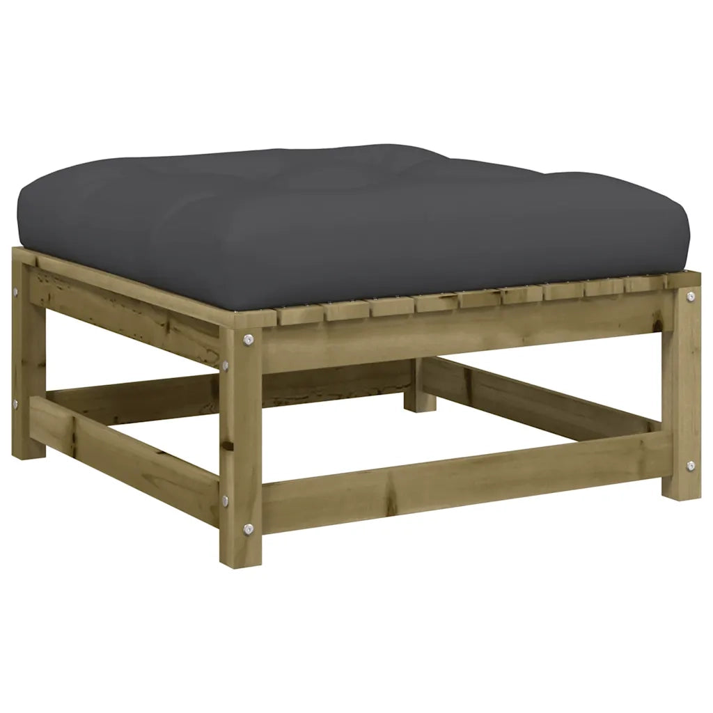 Sedia da giardino-Poggiapiedi da Giardino con Cuscino in Legno Impregnato di Pino 774425