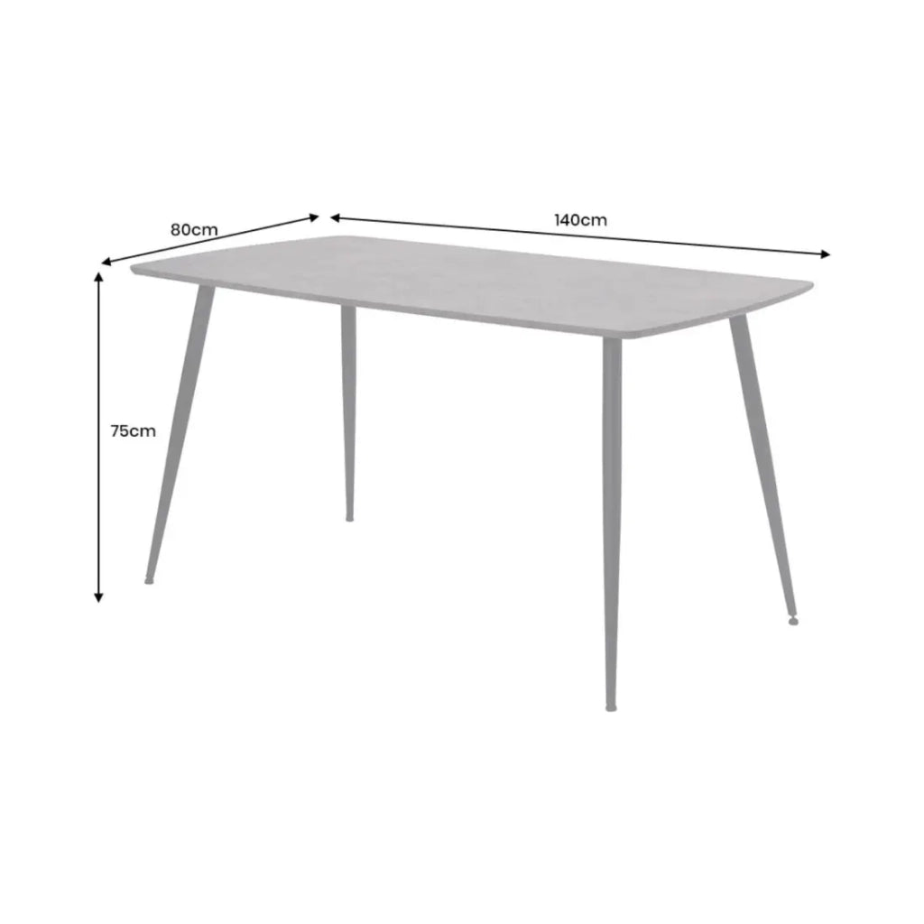 Tavolo da pranzo CALDERO 140 cm – Tavolo contemporaneo aspetto pietra e metallo