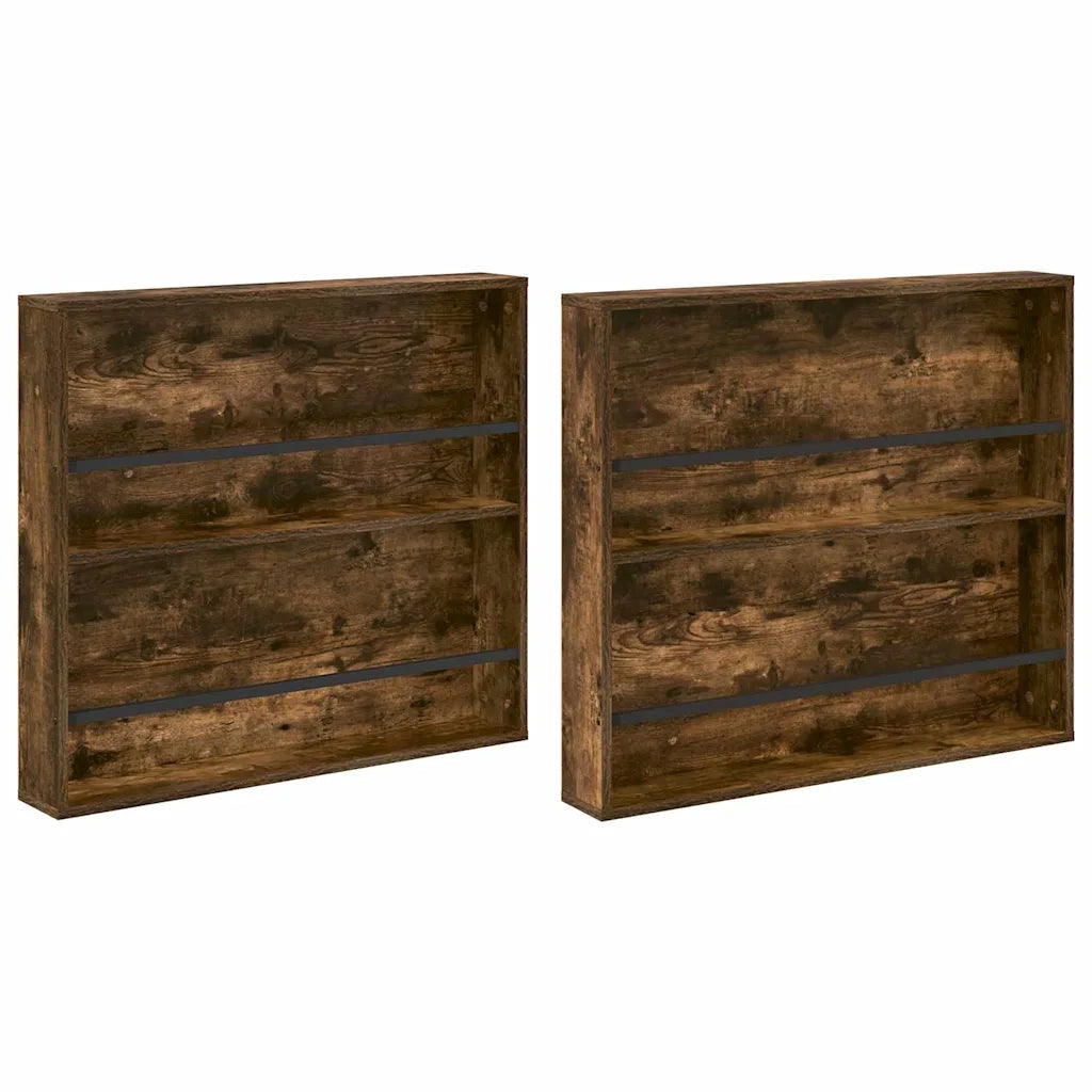 Scaffale per riviste 2 pcs Rovere fumé 80 x 12 x 70 cm 890845