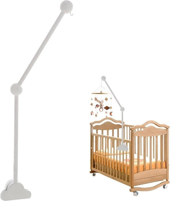 Sostegno per lettino per bambini - 68x316x87 cm - Legno di Quercia - Regolabile in Altezza - 0-3 anni .