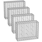 Gabbione per pietre gabbia metallica cestino per pietre maglia 5 x 10 cm zincato muro decorazione da giardino 100 x 80 x 30 cm set da 4 argento 12_0005971