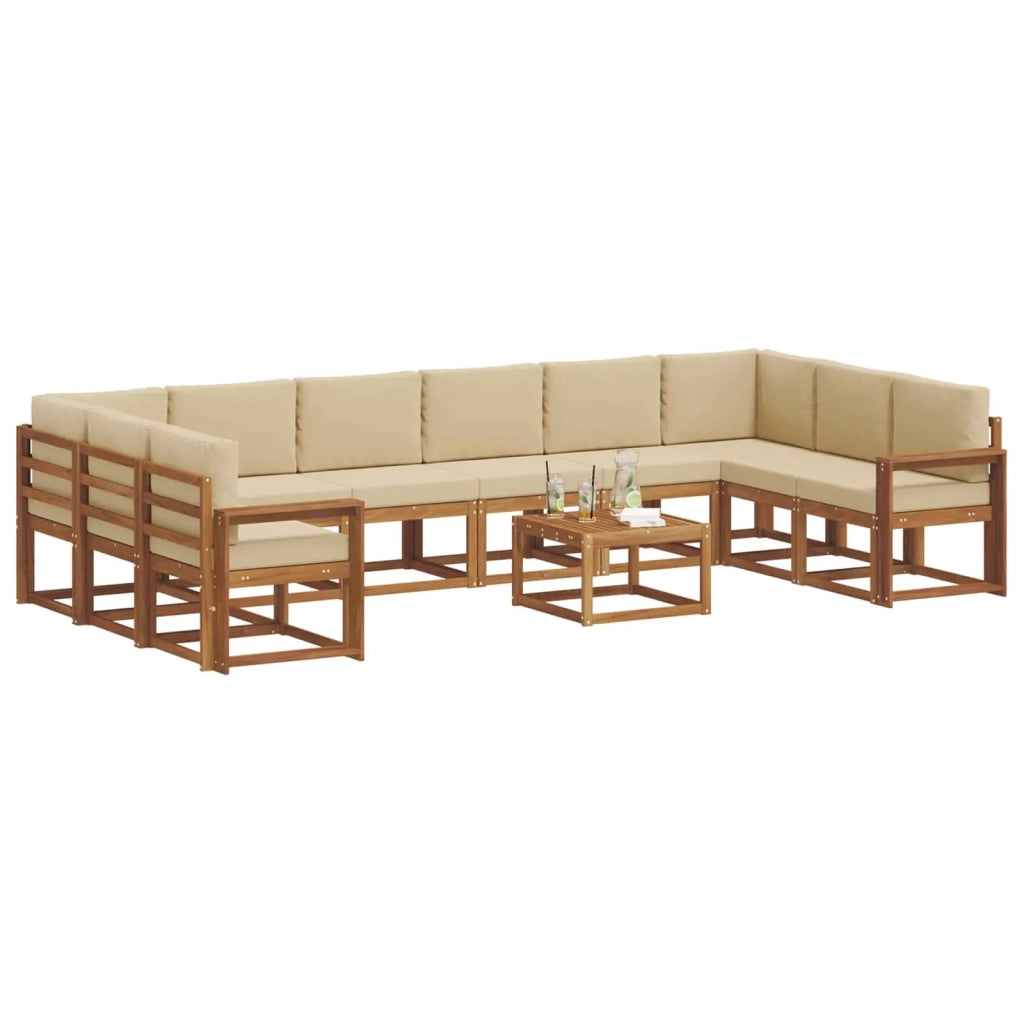Set di divani da esterno con cuscino 11 pcs Naturale e Beige