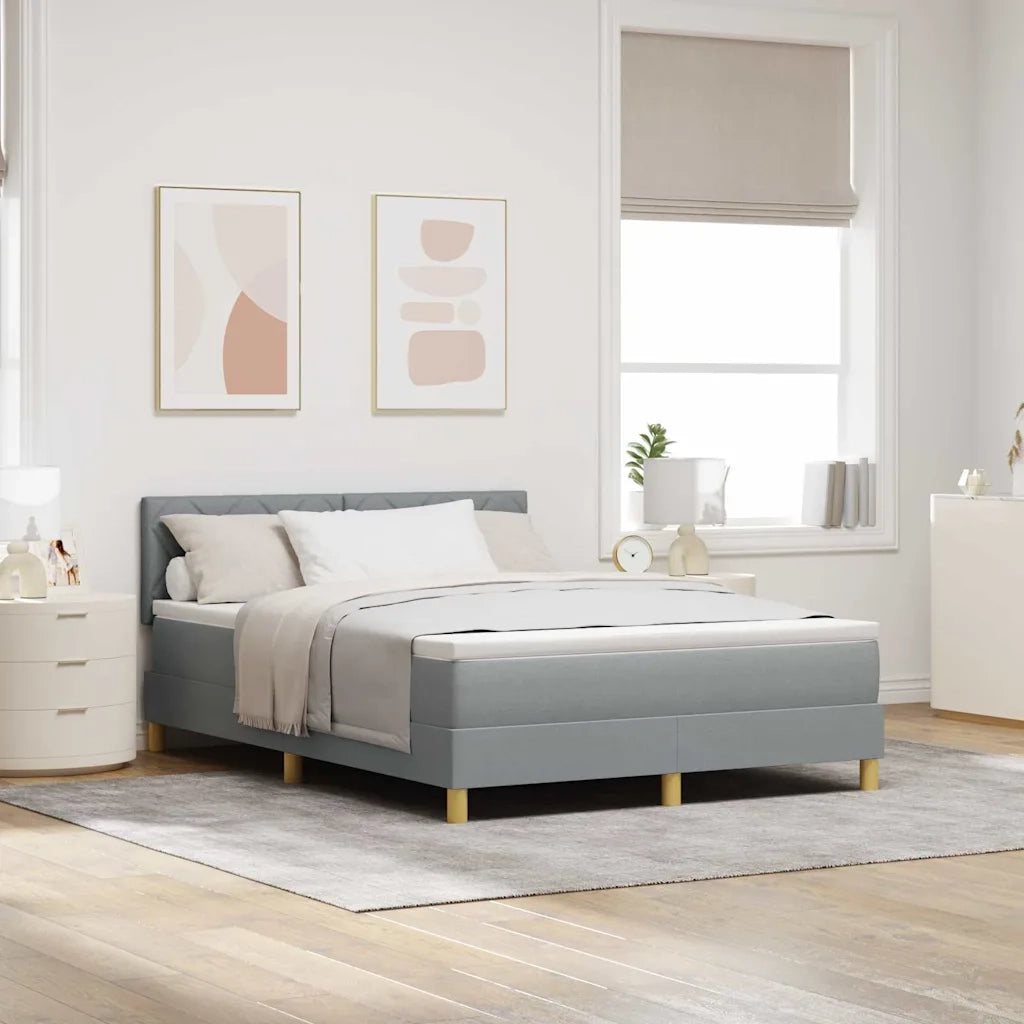 Letto a Sorgente LED con led Grigio chiaro 140 x 190 cm Tessuto 3342513