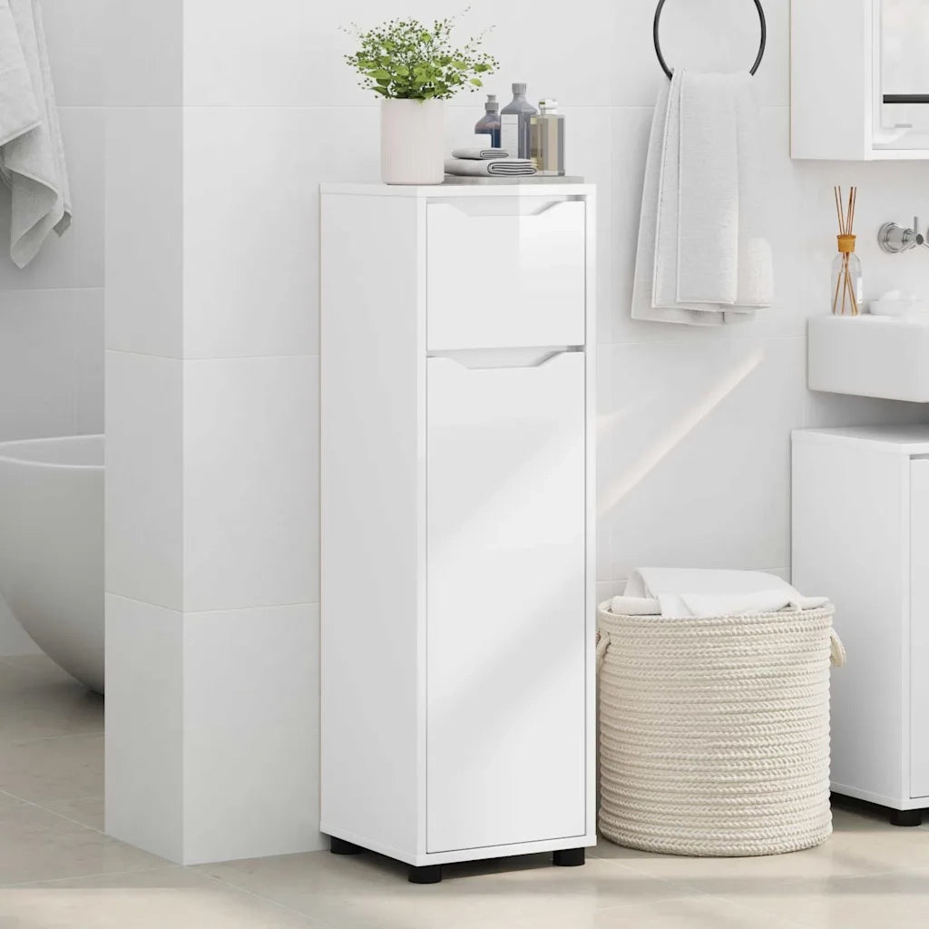 Mobile da Bagno con cassetto Bianco Lucido 30,5 x 30 x 101 cm