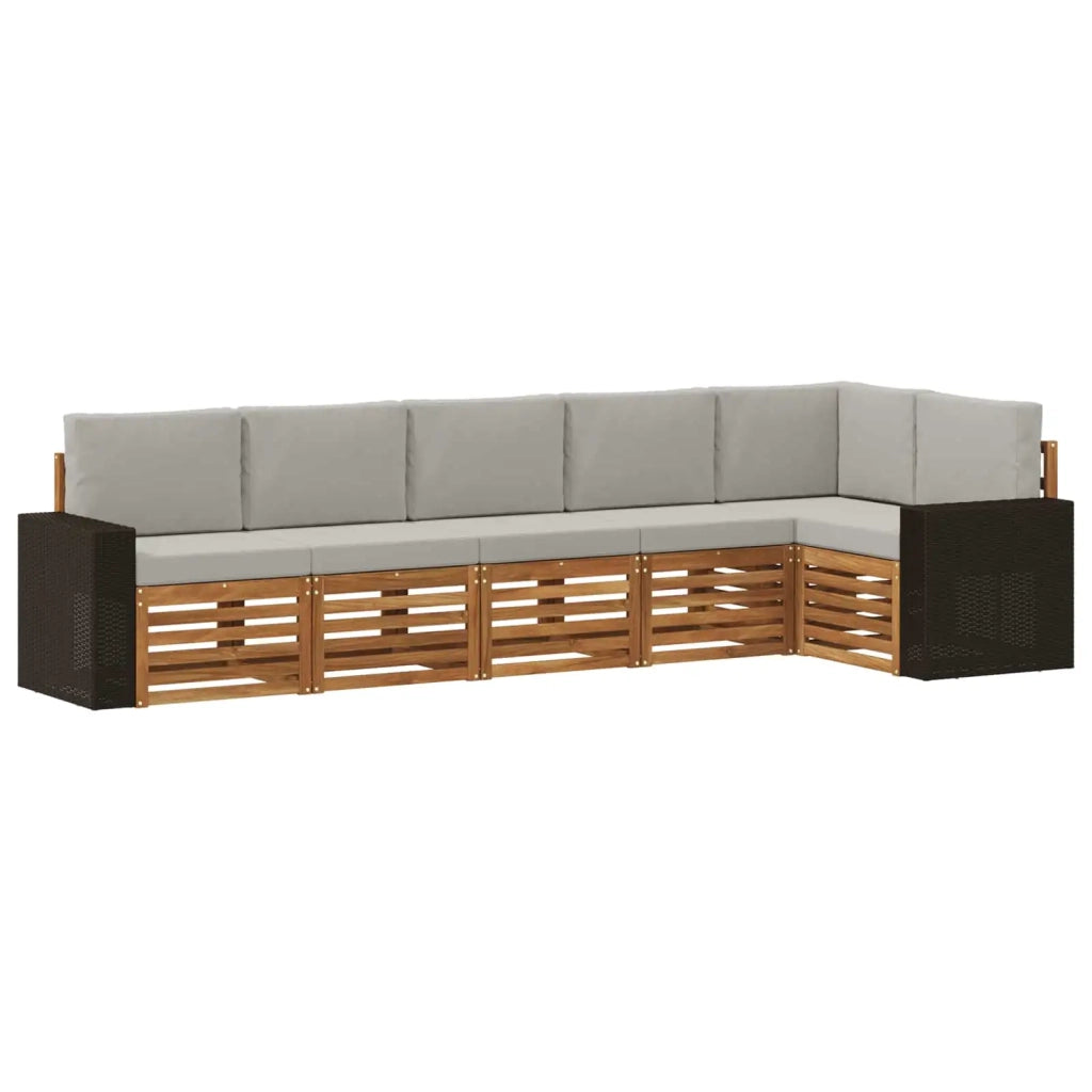 Set divano sezionale con cuscino 6 pcs Naturale e Grigio Chiaro 3384422