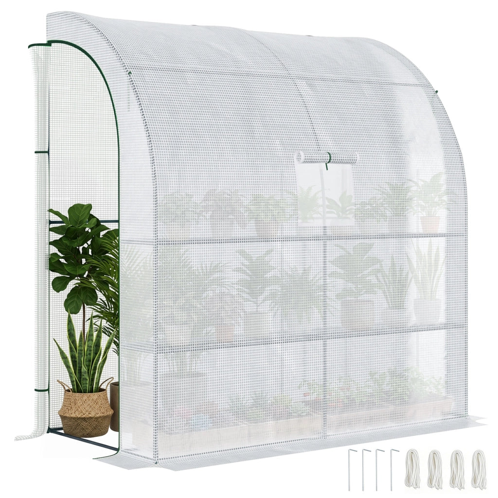 Serra da Giardino con 3 Ripiani e Finestre ¨C Zephmum ¨C 200x100x215 cm Bianco