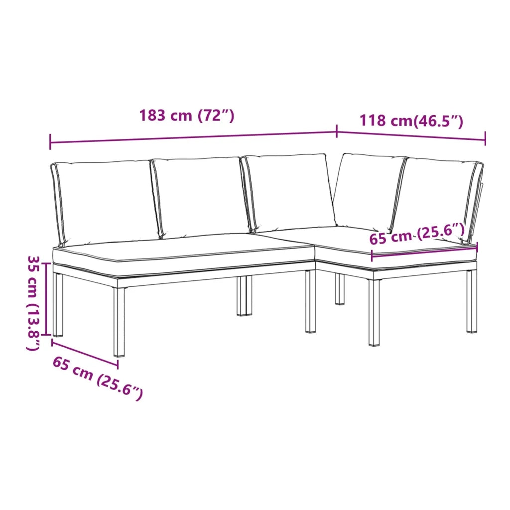Set Divani da Giardino 2 pz con Cuscini in Alluminio Nero 3283686