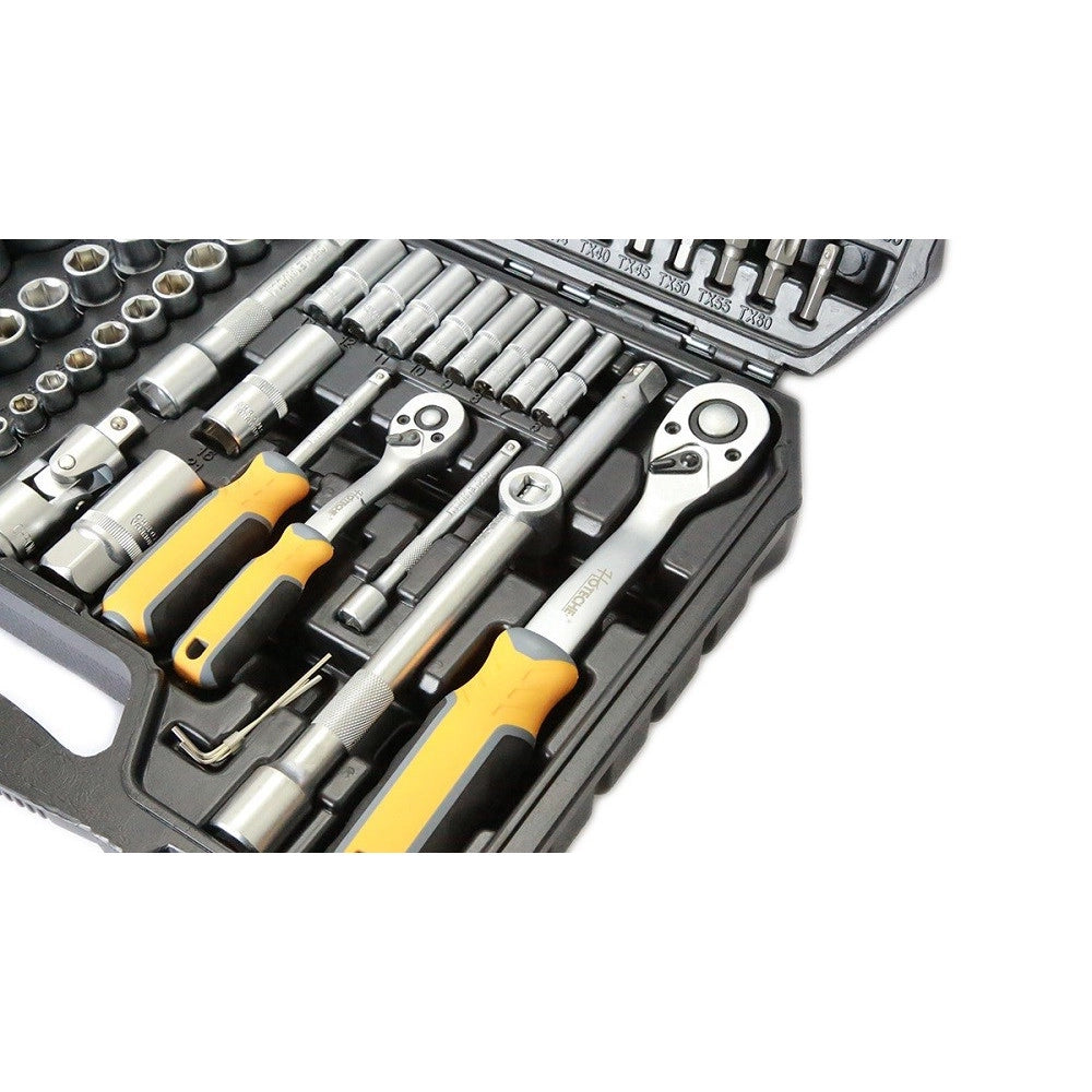 Trade Shop - Valigia Set Chiavi A Bussola 110 Pz 1/2" 1/4" Chiavi A Cricchetto Reversibili -