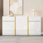 Credenza sideboard 160x40x78 cm bianca lucida con 3 ante e 2 cassetti HOMVRA