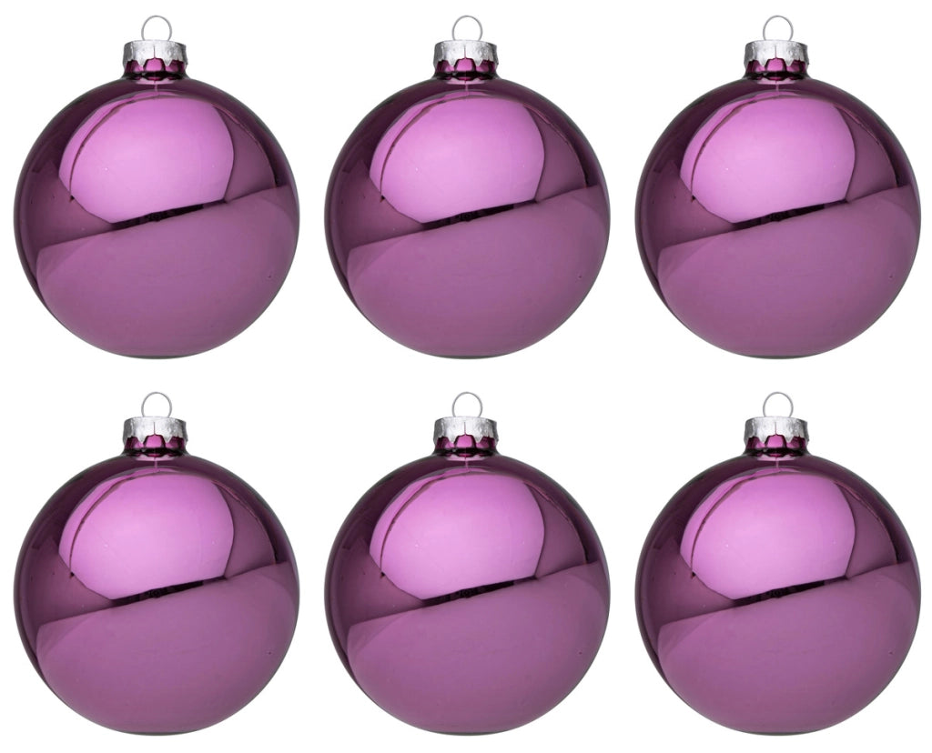 Palline di Natale in Vetro Rosa Scuro Lucido Addobbi Decorazioni Albero Diametro: 80 mm