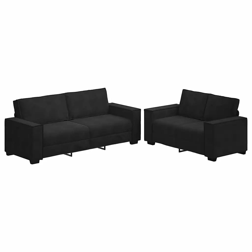 Set di Divani 2 pz con Cuscini Nero in Velluto 3324705