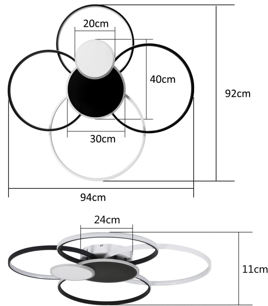 ZMH Lampada da soffitto plafoniera LED moderna design 6 anelli 72W per soggiorno camera letto