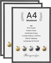 Set di Tavole Fotografiche Certificato - A4 Tavole di Ritratto - Set da 3 - Alluminio Nero