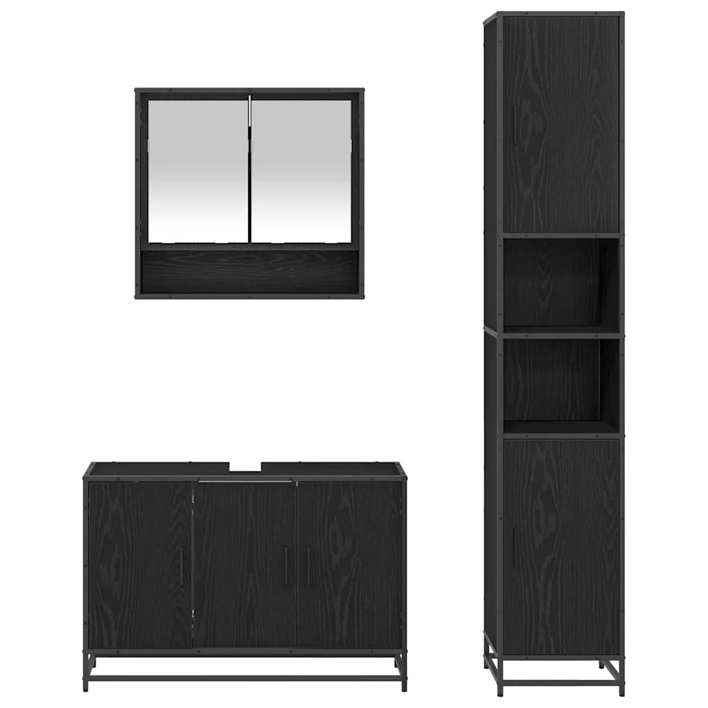 Set di mobili per il bagno con lo scaffale 3 pcs Legno vecchio 3402539