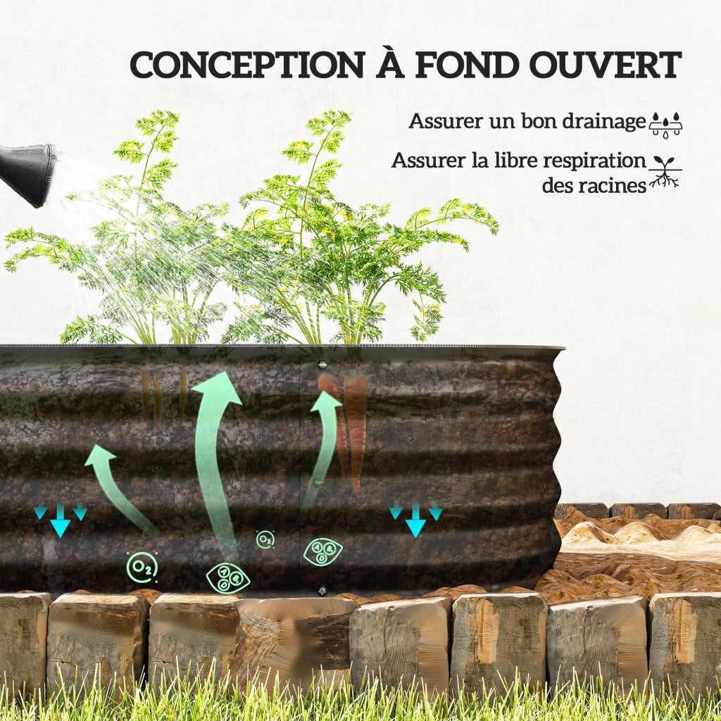Fioriera Rialzata da Giardino in Acciaio ¨C zephmum ¨C 150x62x30 cm Nero