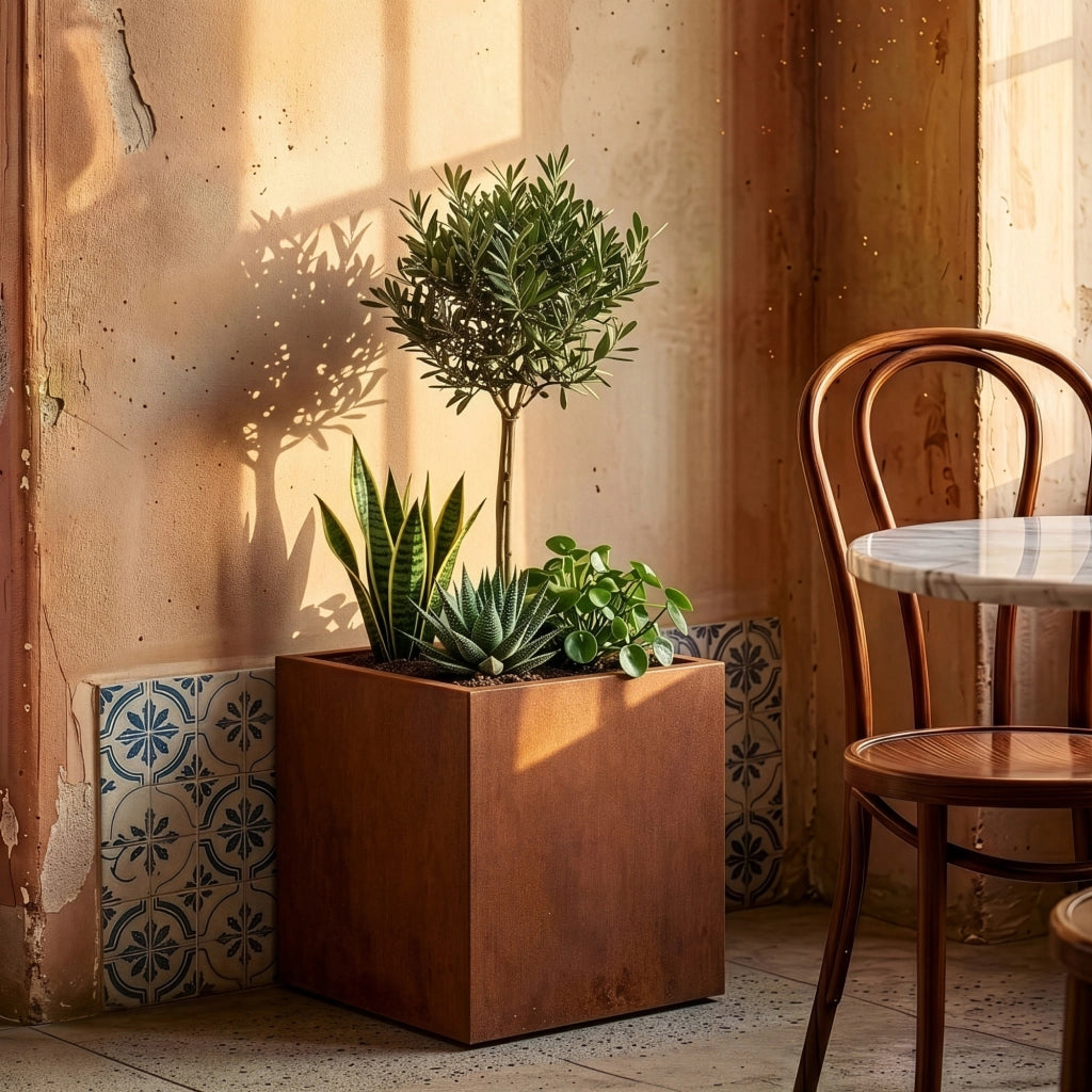 Fioriera Vaargel in Acciaio Corten Portafiori 60x60x60 cm - Marrone Ossidato casa.pro